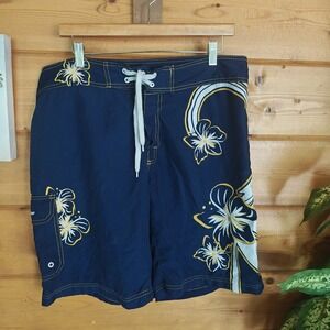 Bud Budweiser Beer Licensed Blue White Board Shorts Bathing Suit Size 34